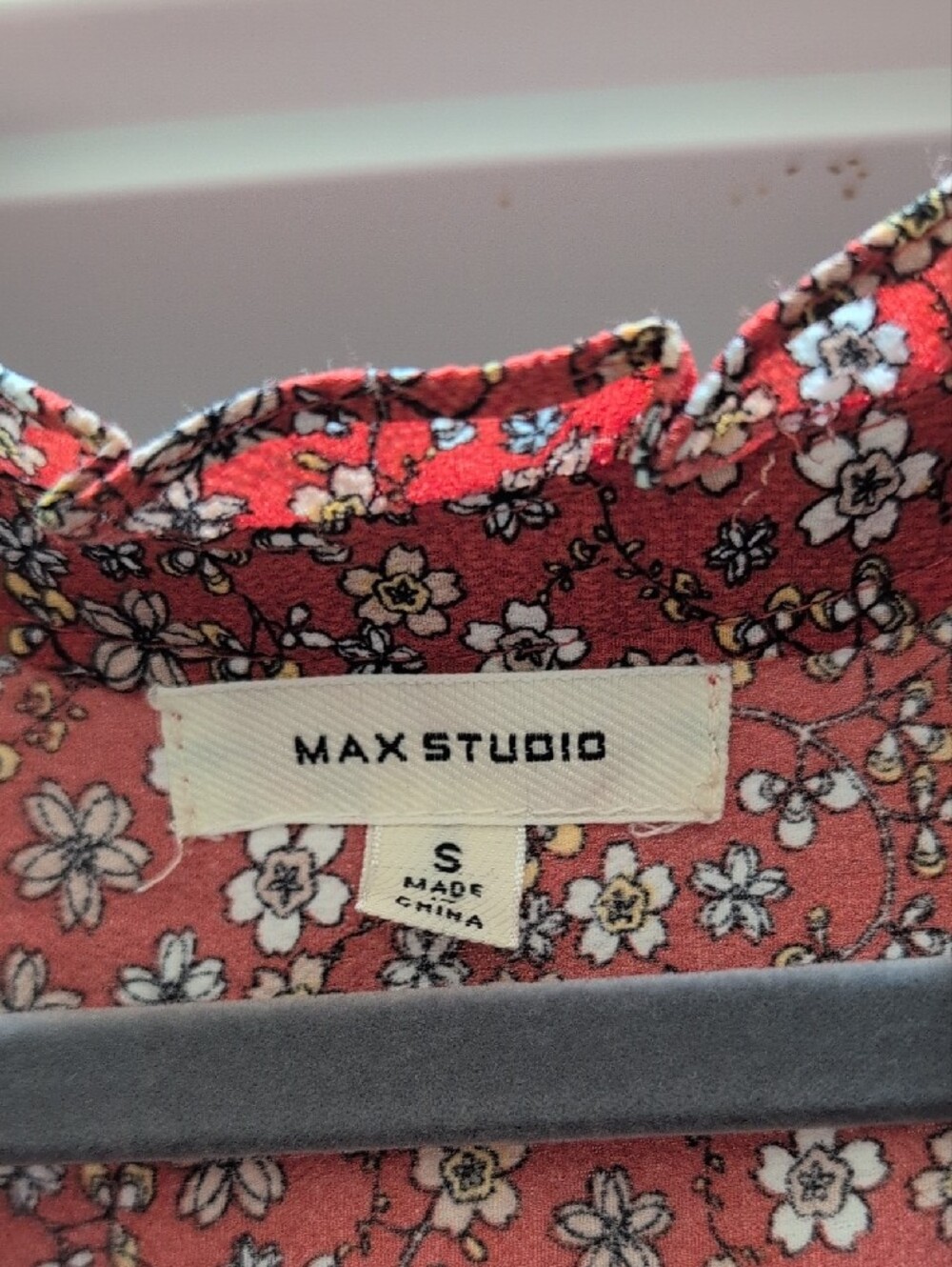 Max Studio Rust Red Floral Smocked Maxi Dress S - Picture 2 of 4